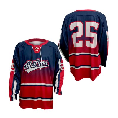 Men's Hockey Lace Neck Pinhole Mesh Jersey