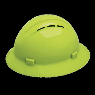 ERB 4PT Full Brim Vented Rachet Suspension Hard Hat-High Vis Lime