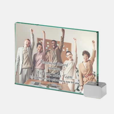 Color Photo Imprinted Jade Achievement Award with Chrome Rectangle (M)