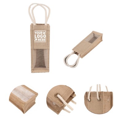 Jute Bottle Bag with Window