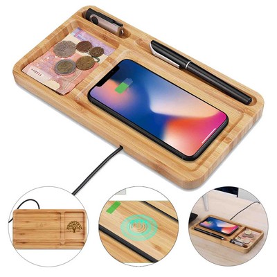 Wood Desk Docking Qi Wireless Charging Station