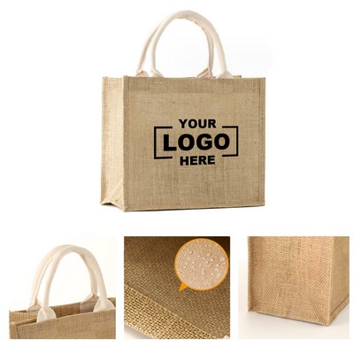 Natural Linen Jute Reusable Tote Bag With Handles