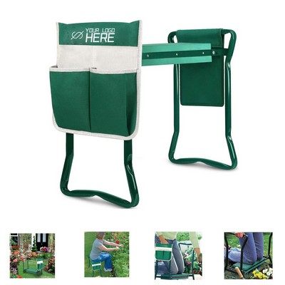 Foldable Gardening Stool Kneeling Bench with Tool Pouch