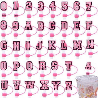 Pink Letter &Number Dust Proof Straw Topper