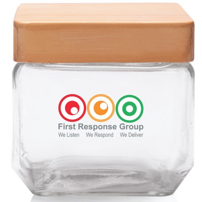 27 Oz. Omni Square Glass Jar - Multi Color Imprint