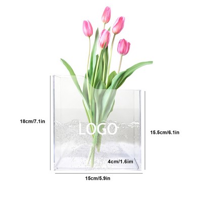 Clear Vase Photo Frame Design Artistic Rectangle Flower Vase