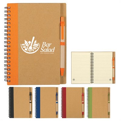 Kraft Paper Spiral Notebook with Pen