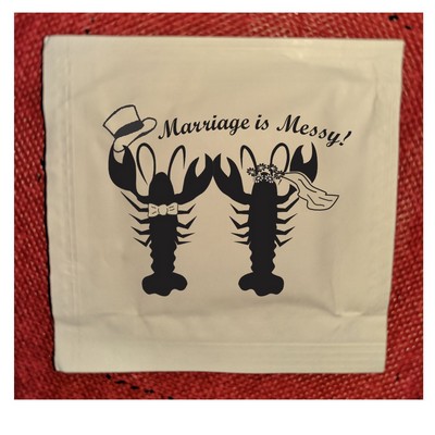 Stock "Marriage Is Messy Bride And Groom Lobster" Moist Towelettes (Pack of 50)