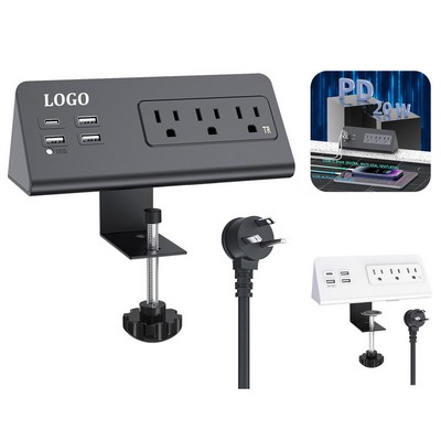 Nightstand Edge Mount Power Strip with USB C Ports