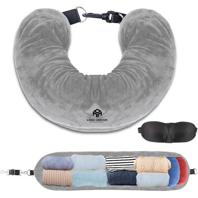 Stuffable Travel Pillow with Storage Compartment