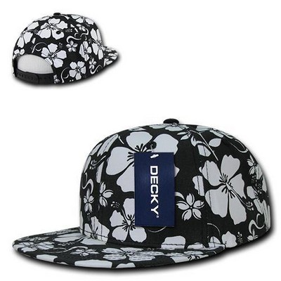 Decky Floral Snapback Hat w/Flat Bill