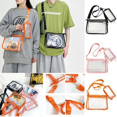 PVC Transparent Bags Crossbody Jelly Purse for Women Fashionable Shoulder Pack With Phone Pouch