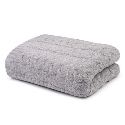 Throws - Wide Cable - Heathered - Kash-lounge™ - Fog / Nickel