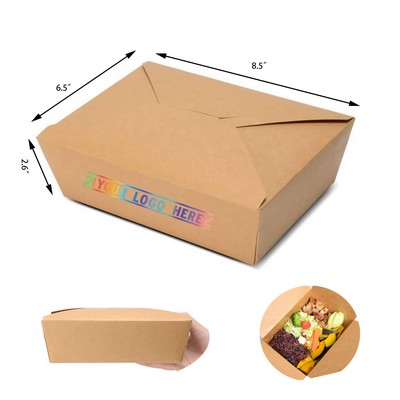 70 Ounces Large Kraft Take Out Box Grease Resist Paper Lunch Box Cardboard Take Out Box