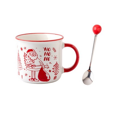 12oz Printed Christmas Mug w/ Spoon - Santa Clause