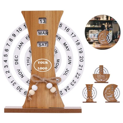 Wooden Rotating Perpetual Calendar