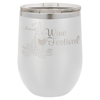 White Polar Camel 12 oz Stemless Wine Tumbler with a Clear Lid