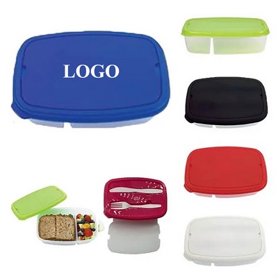 Plastic Lunch Box w/ Two Compartments