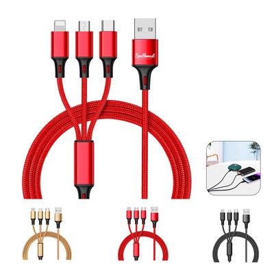 3-in-1 Nylon Braided Charging Cable in Capsule Case