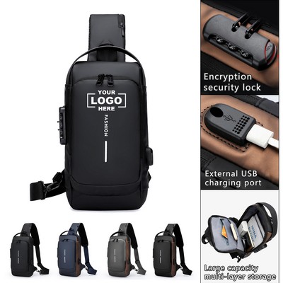 Waterproof Anti-Theft Sling Bag with USB Charging Port