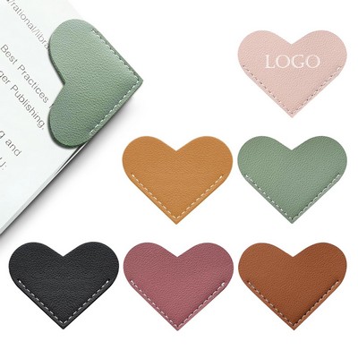 MOQ50 PU Heart Shaped Corner Bookmark